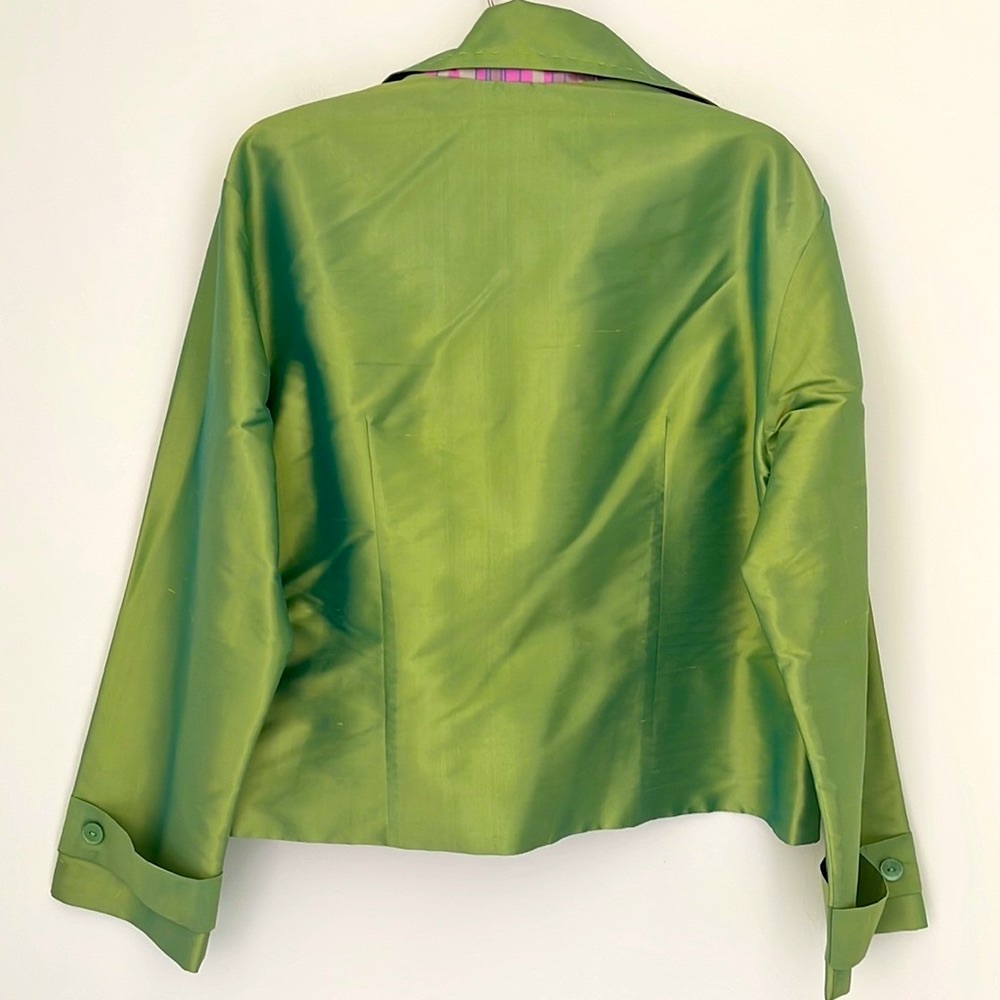 KAI MIRA Women’s Jacket 100% Silk  Size M Color Lime/Pink - Picture 4 of 6